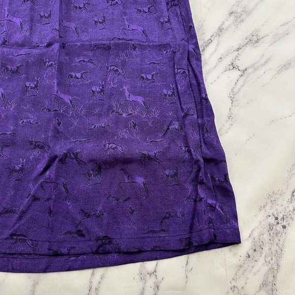 New Aura Womens Vintage Skirt Size M Purple Jacquard Animal Print 90s Shimmer - Picture 3 of 9